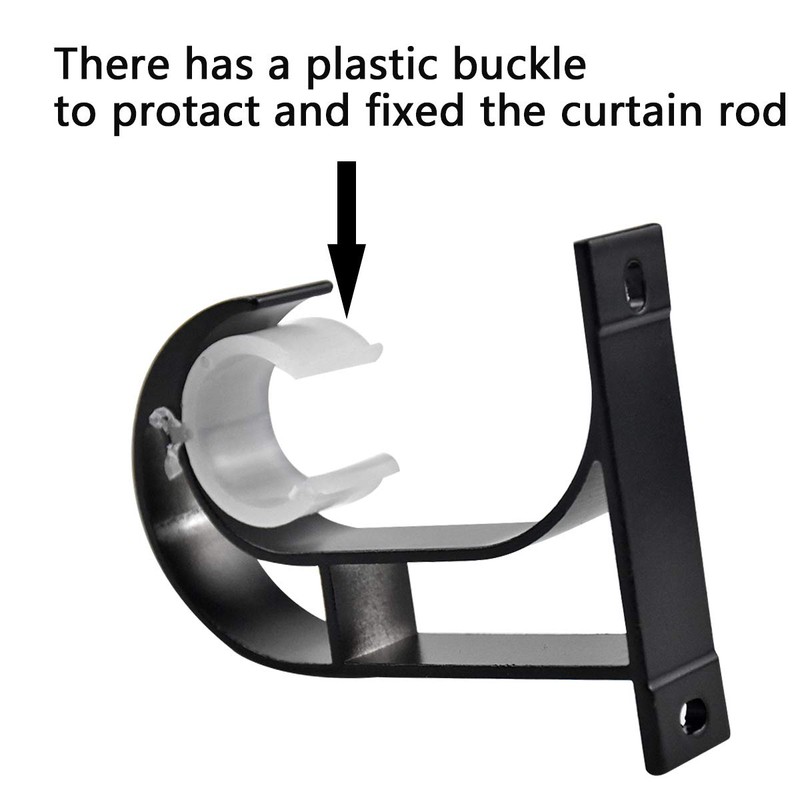 Ceiling-Mount Bracket Black Curtain Rod Holder Heavy Duty Curtain Pole