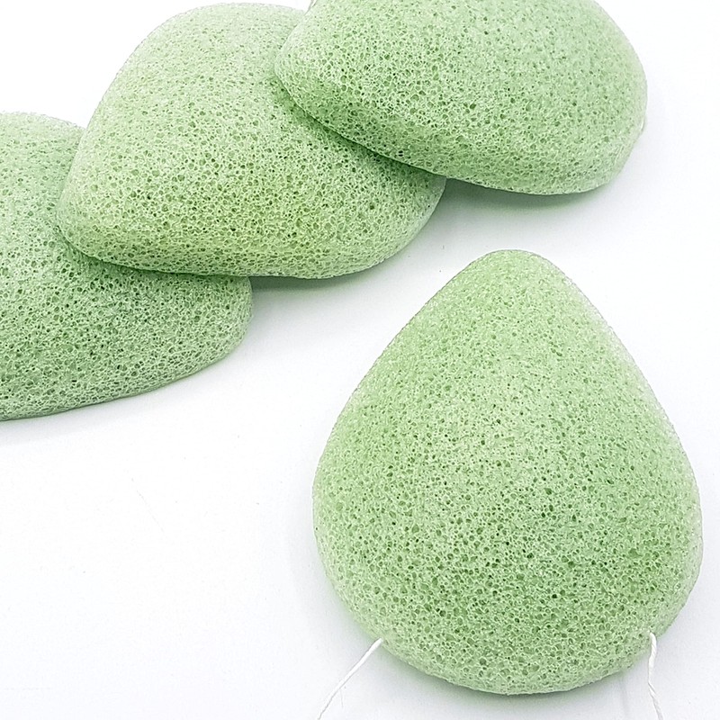 Organic Konjac Face Sponge Green Tea | Set of 4