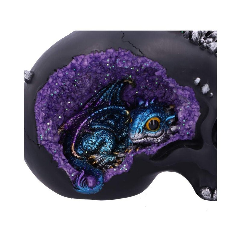 Nemesis Now Cave Small Dragon Hiding Within a Crystal Skull,