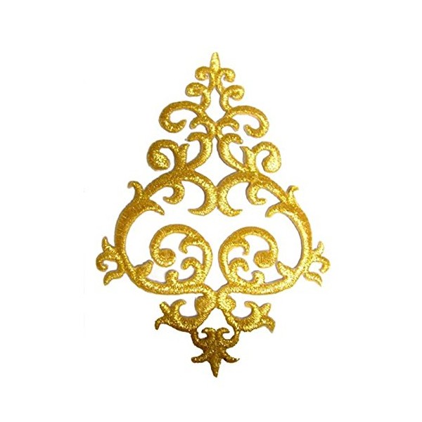 AA505-1 Lurex Gold Tribal Sew-On Badge 7.8 x 11.3 cm