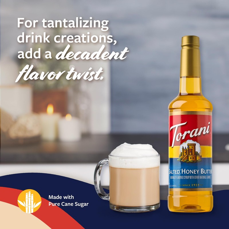 Torani Coffee Syrup, Salted Honey Butter Syrup, Flavoring for Drinks