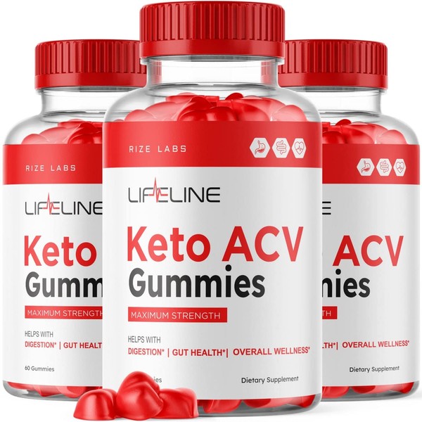 (3 Pack) Lifeline Keto + ACV Gummies Lifeline Keto + Apple Cider Vinegar Gummies Keto Plus ACV Gummy (180 Gummies)