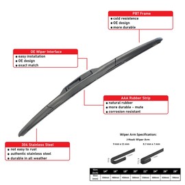 Windshield Hybrid Wiper Blades (Set of 2) Premium All-Season OEM Quality 2M PLASTIC (26'' + 24'' Premium Wiper Blades)