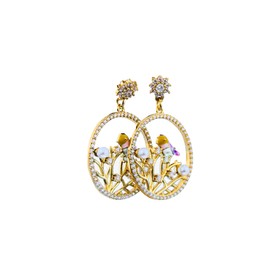 14k Gold Earrings, Round Gold Hoop Earrings, Diamond Earrings, Bird Design Pendant Women's Earrings, Suitable For Festivals Or Birthdays For Mothers, Girlfriends Accessories Earring for Women Gifts