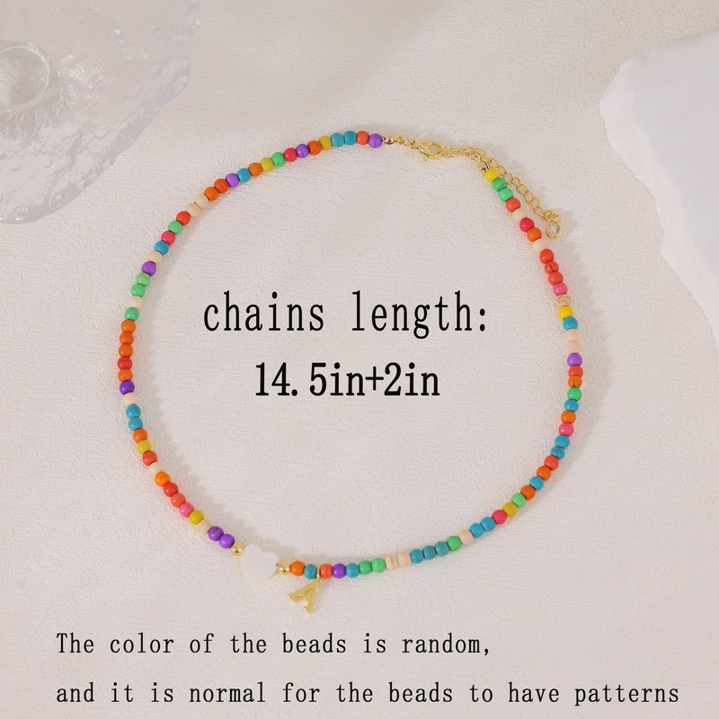 SELFROSE Initial Necklaces for Women,Cute Letter Necklace Dainty Beaded Heart