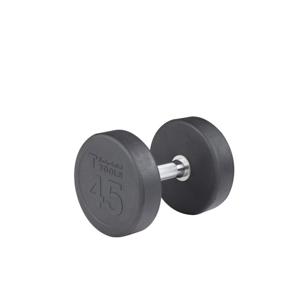 Body-Solid Premium Round Rubber-Coated Cast Iron Dumbbells with Solid Steel