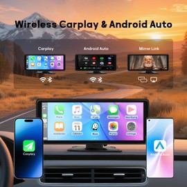 Carplay Screen for Car, 8.1" HD Portable Touch Screen Car Stereo with Android Auto, 4K Dash Cam, 1080P Backup Camera, GPS Navigation, Mirror Link, Bluetooth, AUX, FM Transmitter