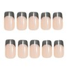 Black French Tip Press on Nails Medium Square Chrome Fake