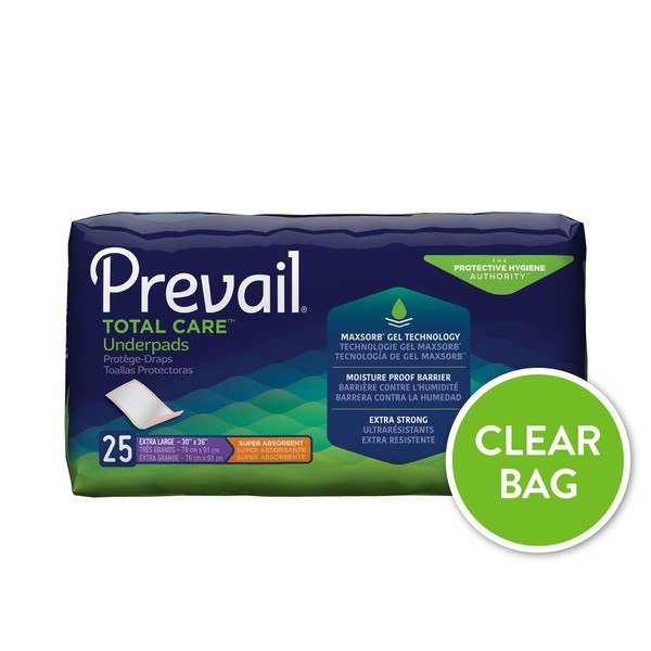 Prevail Super Plus Absorbency Incontinence Underpads, Extra Large, 25 Count