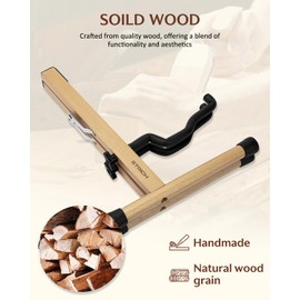 STRICH Wood Guitar Stand, A-Style Folding Acoustic Floor Guitar Stand, Portable Solid Wood Electric Guitars Holder (Color Oak Wood)