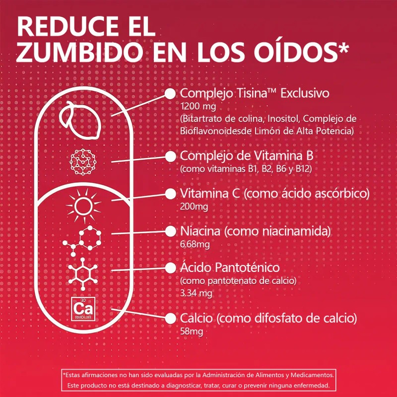 Mvpcare Alivio Zumbido Oídos 1200mg Suplemento Vitamina Complejo Bclínicamente Probado