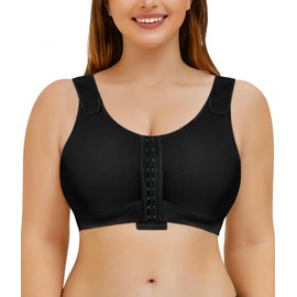 Ursexyly Front Closure Sports Bra for Women Wireless Yoga Workout Bra Compression Back Support Bras Recerback Crop Tank Tops Black