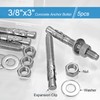 3/8"x 3" Concrete Anchor Bolts,5PCS 304 Stainless Steel Wedge Anchors