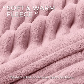 LINENLUX 1 Pack 3 Soft Fleece Dog Blanket for Pet Washable Warm Cat Puppy Fluffy Calming Flannel Pink Small