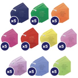 Rotoform Pack of 50 FFP2 Masks, 5-Layer Protection FFP2 Mask, Colourful, FFP2 Mask CE2233, FFP2 Mask, Colourful Adult EN 149:2001+A1:2009, Masks BFE ≥ 94%, FFP2 Half Mask Filter