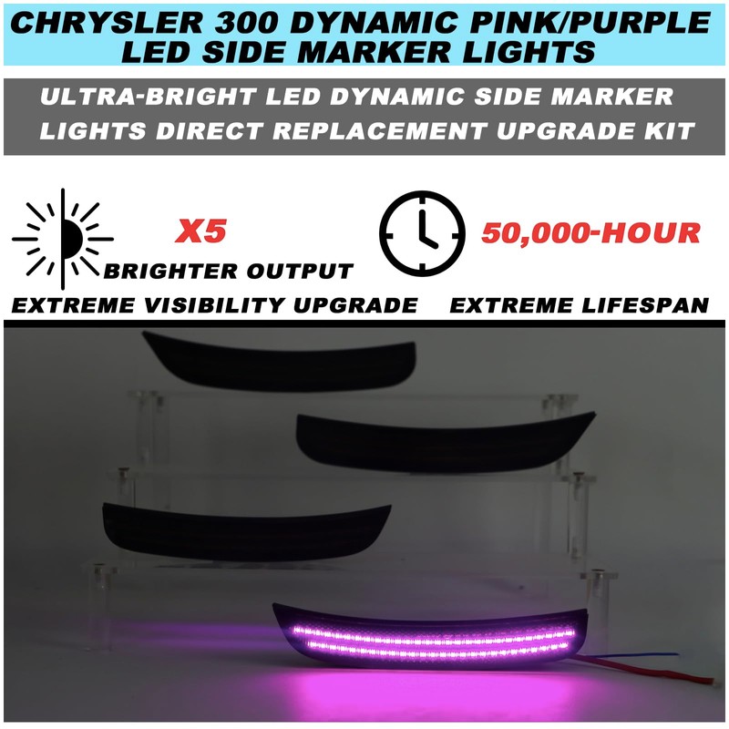 ULTRALTH Dynamic Smoked LED Side Marker Lights for 2015-2024 Chrysler