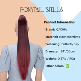 CAISHA 24" Butterfly Clip Ponytail Synthetic Hair Piece Red Mix H620