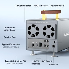 MAIWO 4 Bay Hard Drive Enclosure for 3.5 Inch SATA HDD with SATA III Chipset USB3.2 Gen2 10Gbps Speed, Support HDTV/Type-C Extension/Daisy Chain, 96TB Capacity, External 3.5'' HDD Enclosure