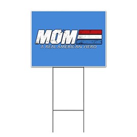 Mom-A Real American (18" x 24") Yard Sign, Quantity Discounts, Multi-Packs, Includes Metal Step Stake, Bandit, Lawn Sign, Advertising, USA | Mom, Mother, Mommy, American, Patriotic