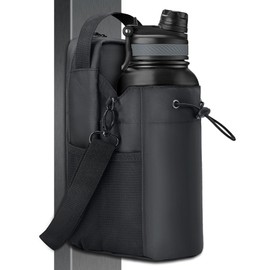 POPBUTTO Magnetic Gym Bag for Men and Women, Magnetic Water Bottle Holder with Strap, Gym Accessories, Crossbody Bag for Fitness, Work, Sports and Travel (Black)