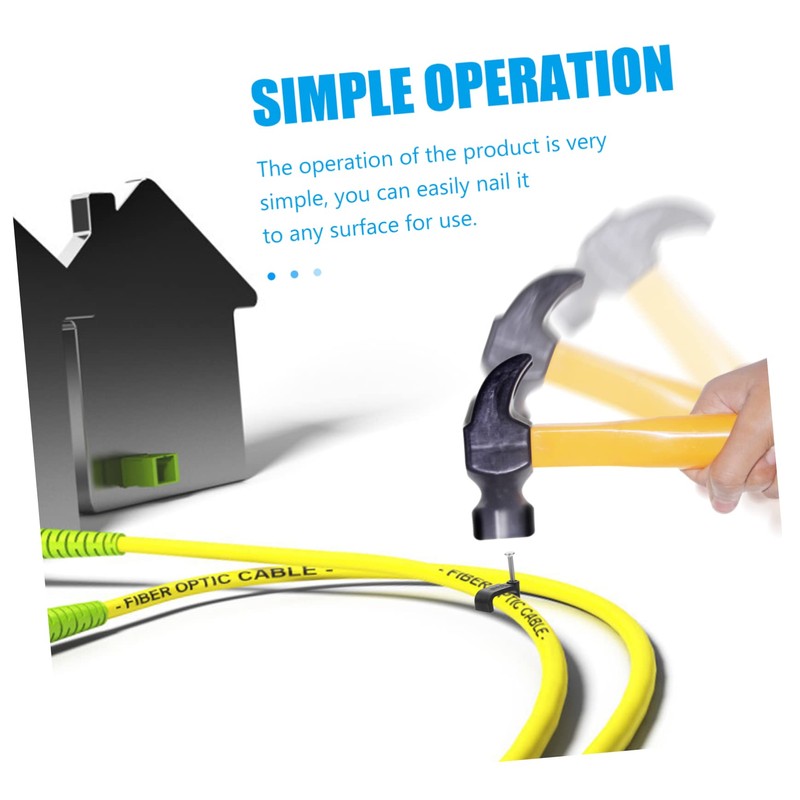 KICHOUSE 100Pcs Black J Hooks Support Clamps with Nails for