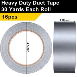 Kisston 16 Rolls Duct Tape Bulk, 30 Yards x 1.88 Inch Heavy Duty Duct Tape Waterproof Flexible Tear by Hand Bulk for Home Use Strong No Residue
