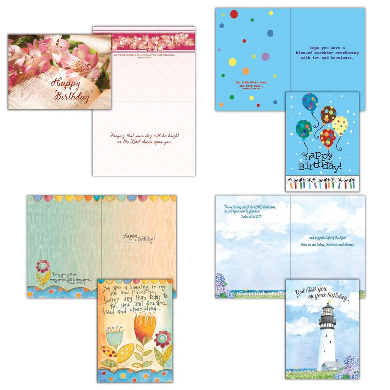 Shared Blessings Celebrations 48 Boxed Birthday Cards with KJV Scripture