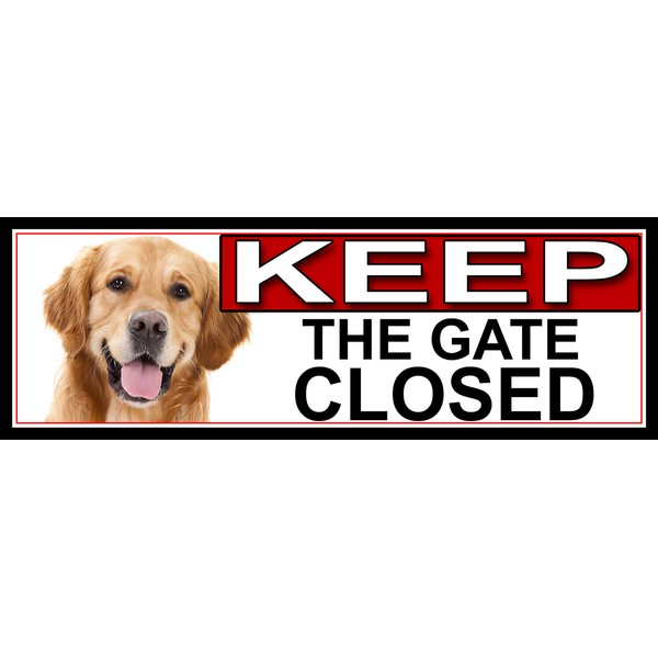 SHAWPRINT Golden Retriever KEEP THE GATE CLOSED METAL GATE SIGN