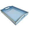 Umisriro Blue Serving Tray with Handles, Plastic Decorative Tray for