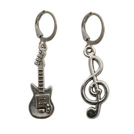 Guitar Earrings Music Note Earrings, Mismatch Lever Back Earrings, Minimalist Earrings, Musical Instrument Earrings, Music Lover