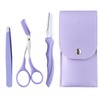 Unisex 3-Piece Eyebrow Grooming Set: Thinning Scissors, Tweezers, and Razor Set 3ea