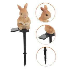 YZYOE Solar Powered Rabbit Reading Lights, Garden Decorative Resin Cute Animal Ground lamp, Wireless Dusk to Dawn LED Lights Waterproof.