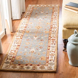 Safavieh Anatolia Collection AN547A Handmade Traditional Oriental Premium Wool Runner, 2'3" x 8' , Blue / Ivory