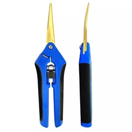GROZY 6.5 Inch Gardening Scissors Hand Pruner Pruning Shear with Titanium Coated Curved Precision Blades 2-Pack