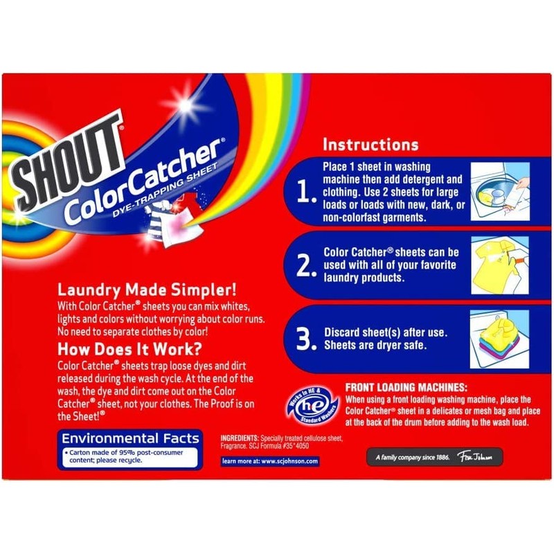 Shout Color Catchers for Laundry, Allow Mixed Washes, Prevents Color