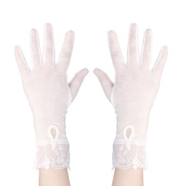 ITODA Summer UV Resistant Gloves, Women's Lace Gloves, Wedding Gloves, Breathable, Cool, Smartphone Gloves, Flower Pattern, Embroidered, Thin, Stylish, Driving Gloves, Anti-Slip, Wedding Gloves, For