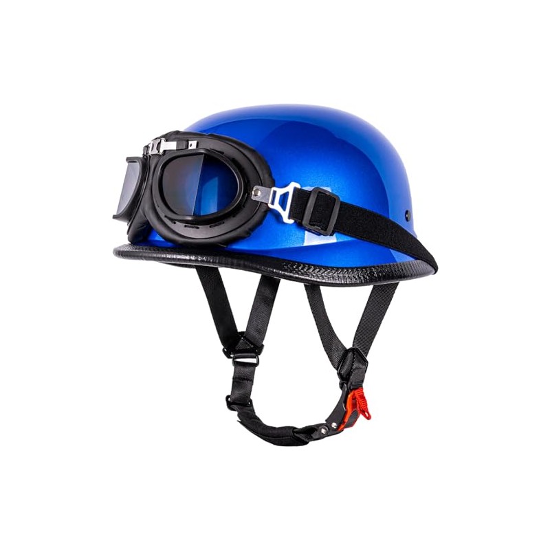 Yesmotor Helmet Half Shell German Motorcycle Helmet with Cycling Glasses