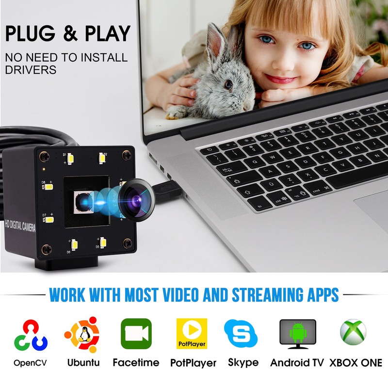 ELP 16MP USB Camera Autofocus 68 Degree Lens, Day and