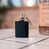 Mini Hip Flask Keyring • Black Silver Green • Stainless