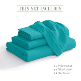Elegant Comfort 4-Piece Bed Sheet Set - Luxury Bedding 1500 Premium Hotel Quality Microfiber, All Around Elastic 18-24 Inches Deep Fitted Sheet- Extra Deep Pocket Sheets, Queen, Teal