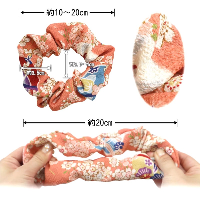 COCOLUCK Japanese Pattern Crepe Scrunchie Hair Rubber Volume Hair Rubber