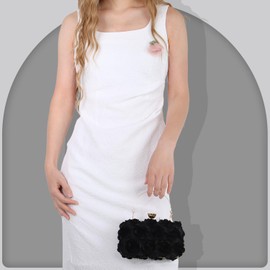 EVEOUT Satin Floral Evening Clutch Bag for Women Flower Wedding Purse Handbag with Chain Shoulder Bag for Party Prom