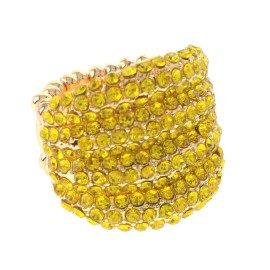 neXxtten Gold Tone Stretch Metal Ring With Crystal Rhinestone R1251-YLW
