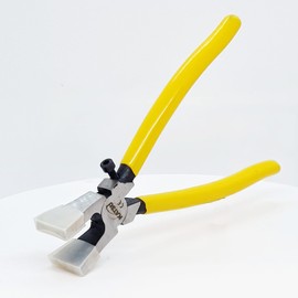 KATSU Glass Breaking Running Pliers 200mm, Heavy Duty Curved Jaw Glass Cutting Tool for Stained Glass, Mosaics, Fusing, Breaking 347245