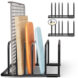 SAGLAU Heavy-Duty 5-Slot Cutting Board Organizer Rack, Space-Saving Kitchen Storage for Cutting Boards, Bakeware, and Cookie Sheets