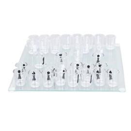 EIMSOAH Shot Glass Chess Game, Drinking Shot Glass Chess Set, Reusable Funny Clear, Chess Board with Shot Glass Chess Pieces 22.5x22.5cm, for Travel