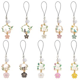 OLYCRAFT 10Pcs Dust Plug Charm 4.54.7 Inch Long Mobile Dustproof Plugs USB C Port Caps Protector with Alloy Enamel Cat Flower Pendants Phone Pendants Accessory for Most Type C Phone