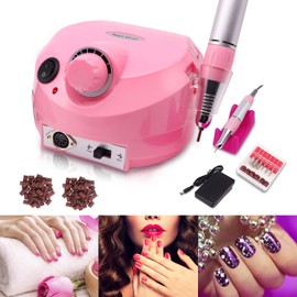Yostyle Taladro de Uñas Máquina, Kit de Taladro Eléctrico para Lima de Uñas con Bandas de Lijado, Vibración de Bajo Ruido para Uñas Acrílicas, Juegos de Pulidores de Uñas de Gel, Rosa