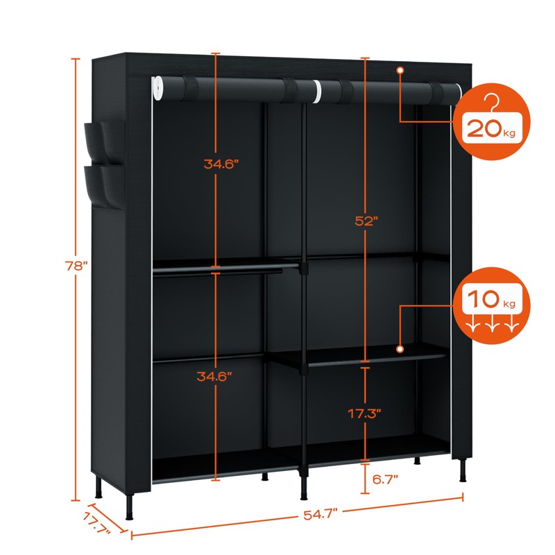 CASAMAYA Clothes Rack, Portable Closet, 54.7 Inch Large Capacity Wardrobe