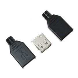 Maxmoral 10pcs USB 2.0 Connector Type A Female Port Socket with Black Plastic Cover DIY Connector